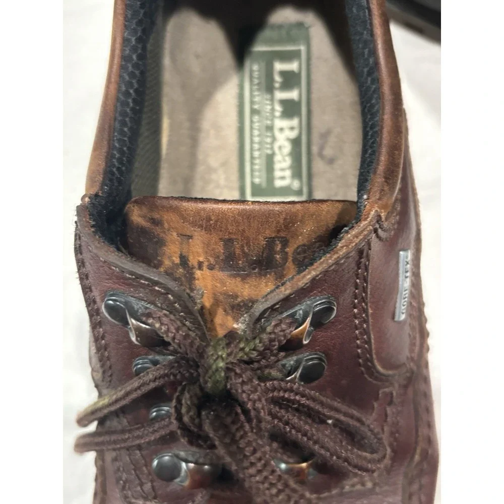 Vintage LL Bean Brown Leather Walking Gore-Tex Oxford Hiking Made In USA Men 7.5